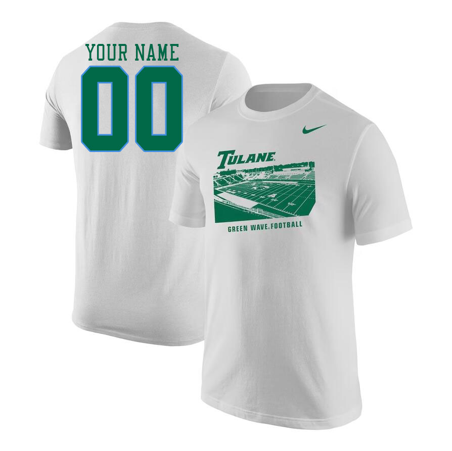 Custom Tulane Green Wave Name And Number Tshirts-White